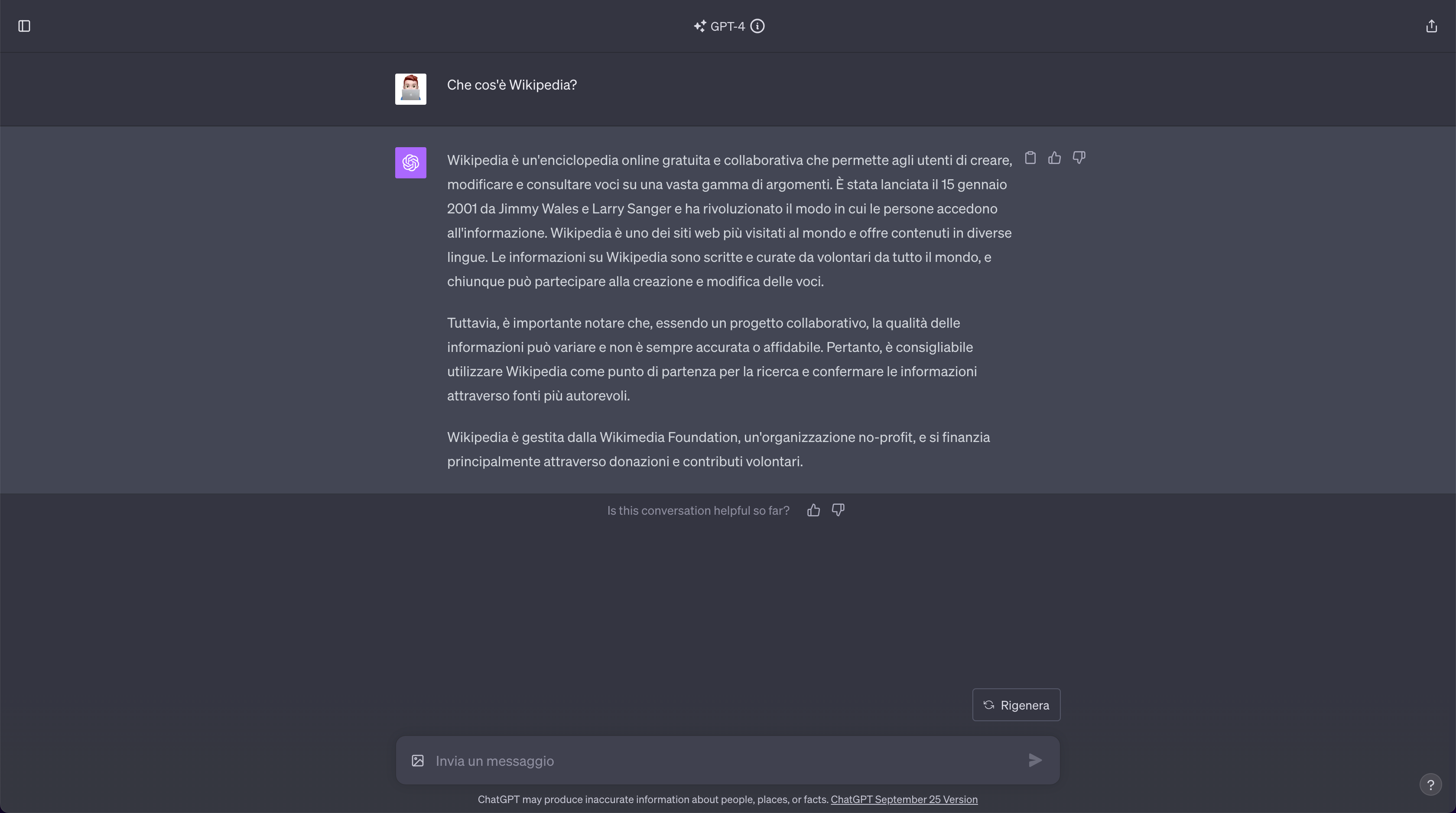 Early ChatGPT UI
